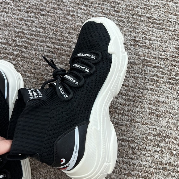 BLACK COOL SOCK-ALIKE SNEAKERS-SHARK-BRAND NEW - Picture 3 of 6